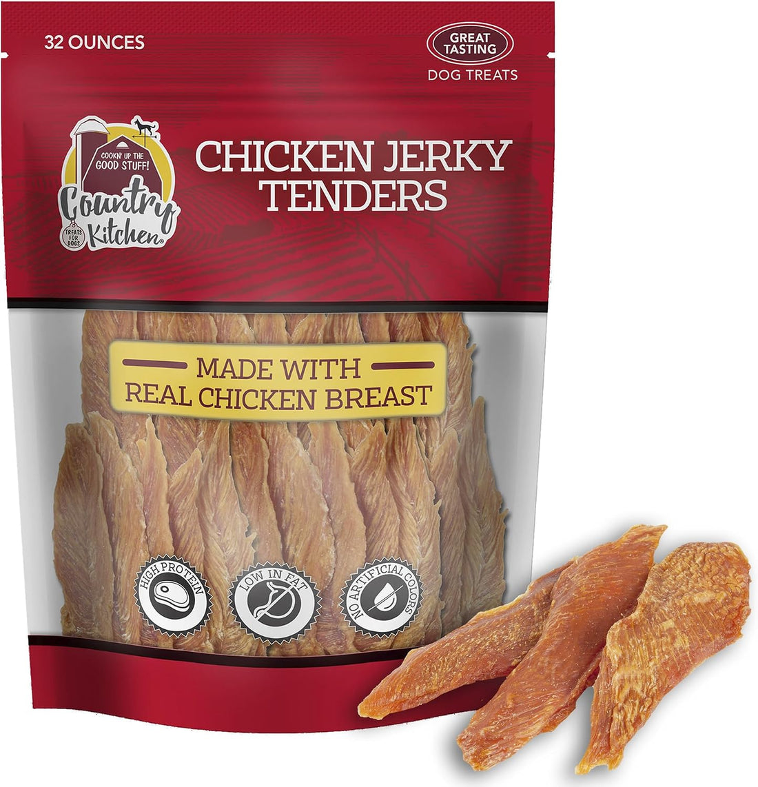 Country Kitchen Duck Jerky Tender Dog Treats, High Protein, 32 oz