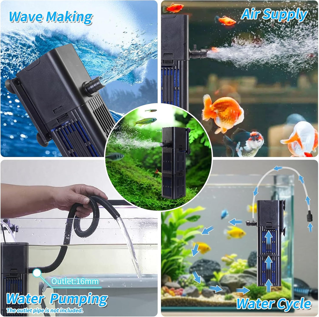 TARARIUM Aquarium Filter for Fish Tank, 4-in-1, Medium fit 20-75gal