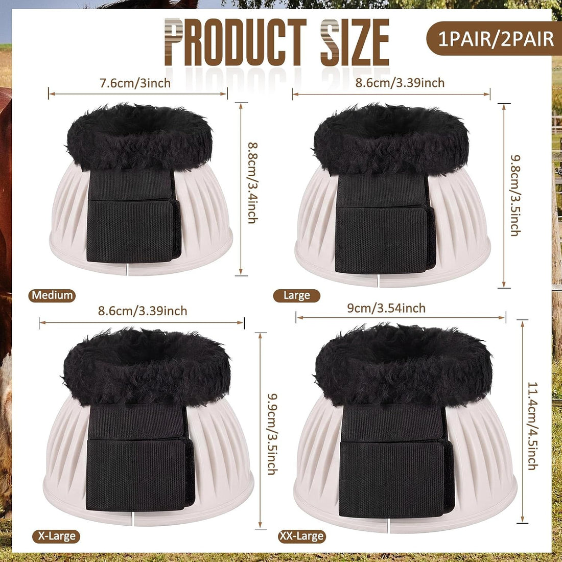Abbylike 1 Pair Fleece Bell Boots for Horses