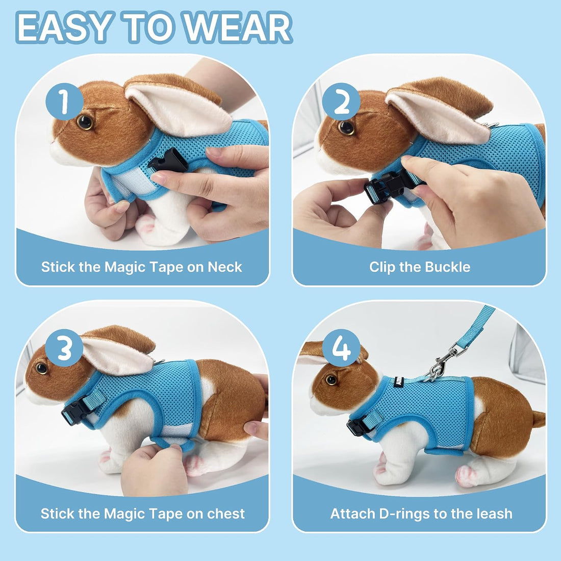 AIITLE Adjustable Rabbit and Leash Set - Lightweight & Portable
