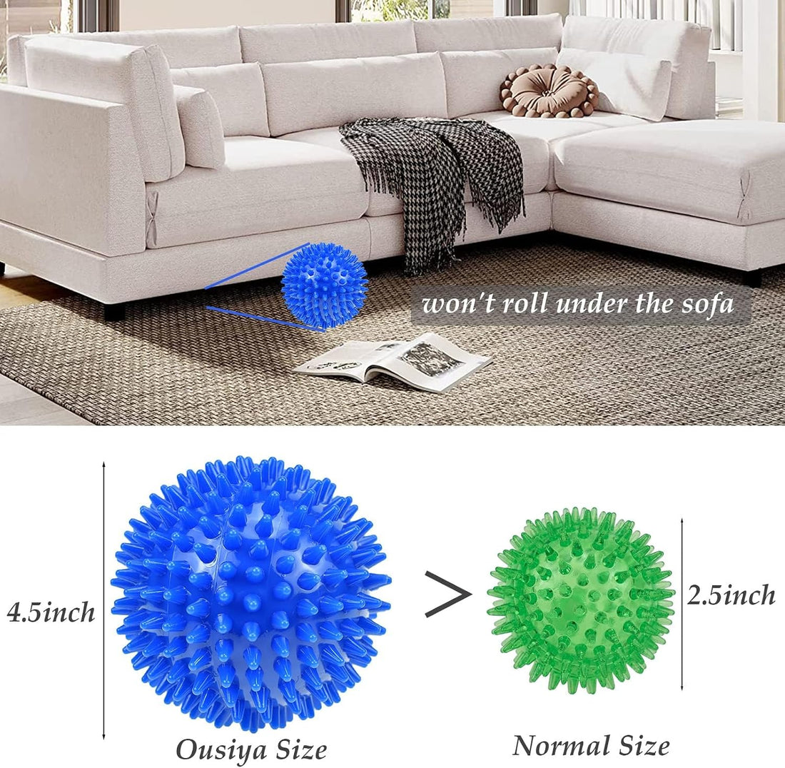 Ousiya Dog Balls 4.5” Squeaky Dog Toys Spikey Ball for Aggressive