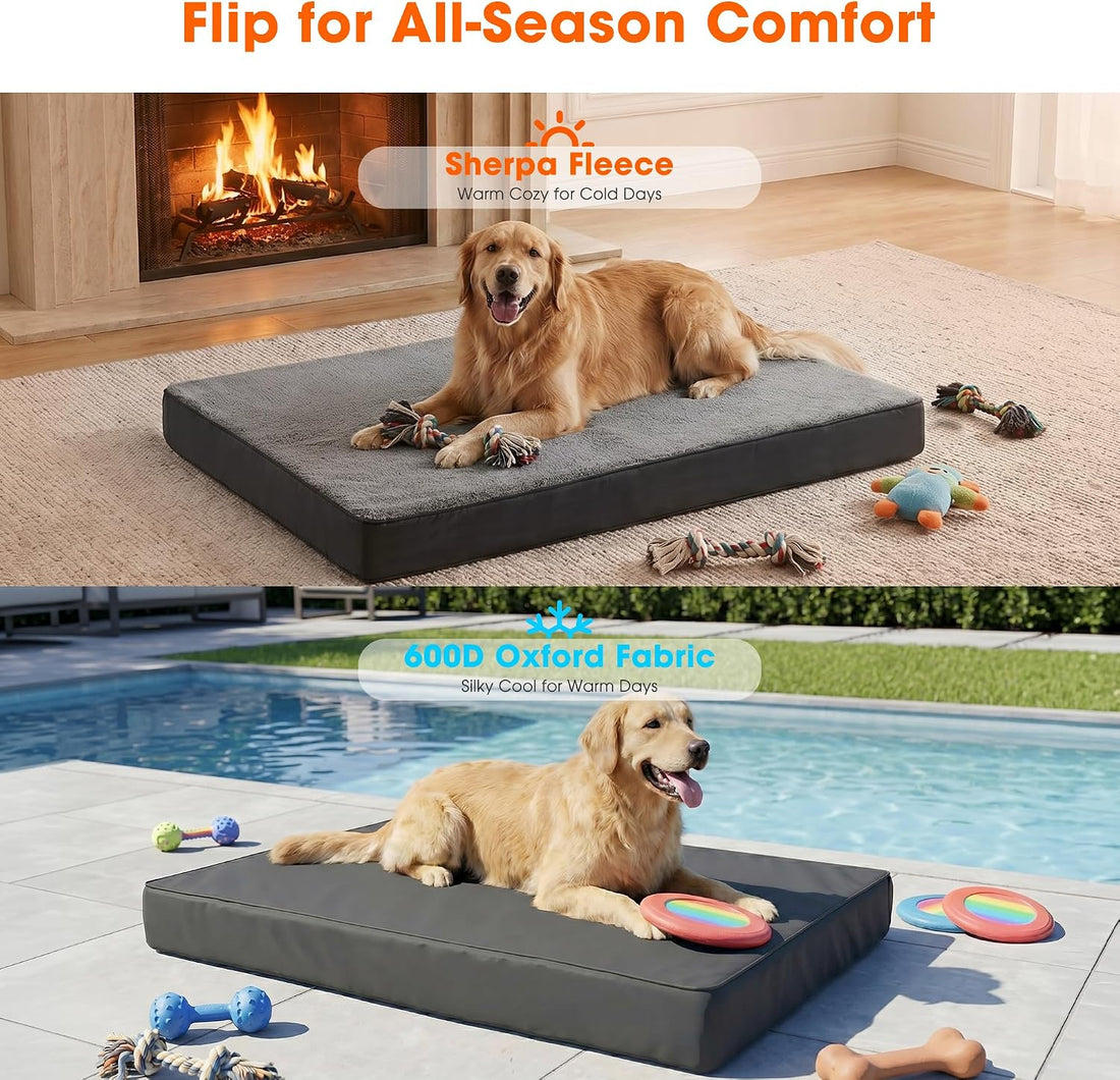 Waterproof Dog Bed for Crate, Chew Proof Orthopedic Crate Pad
