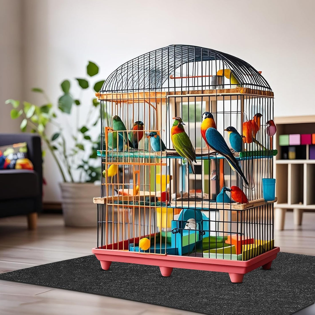 Nuanchu 48 x 48 Inch Large Bird Cage Mat, Under Pet Cage Floor Mat