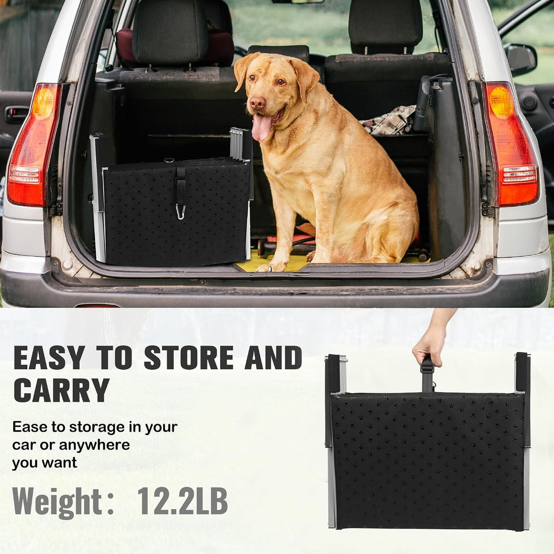 Niubya 5 Step Foldable Dog Stairs for Large Dogs,200LB Capacity 17"