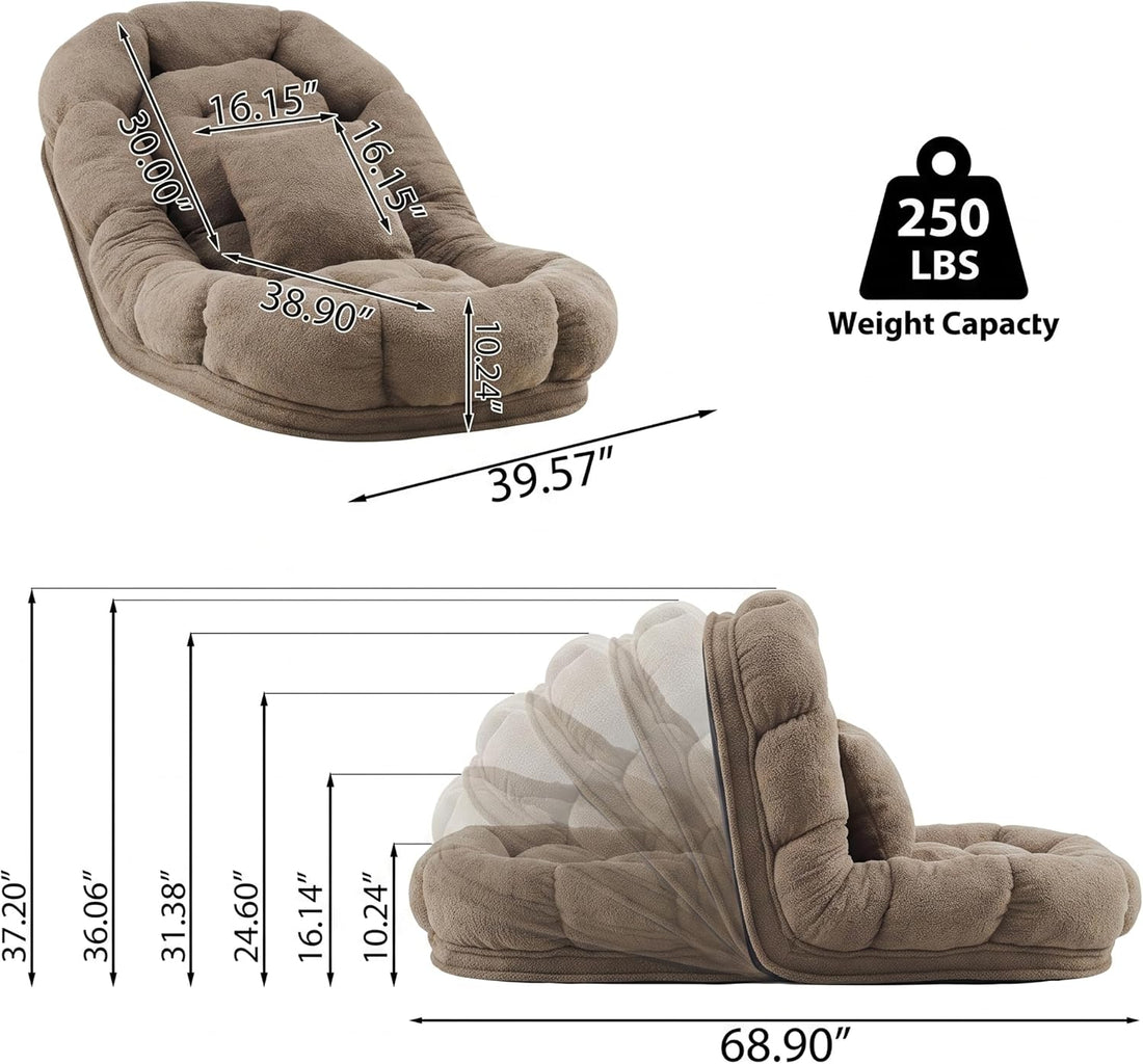 Merax 68.9" Plush Convertible Floor Sofa, Adjustable Pet Bed