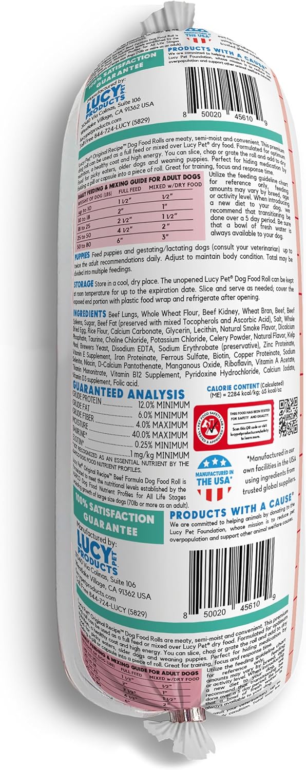 Lucy Pet Products Beef Formula Dog Food Roll 2.5 lb, (100600046)