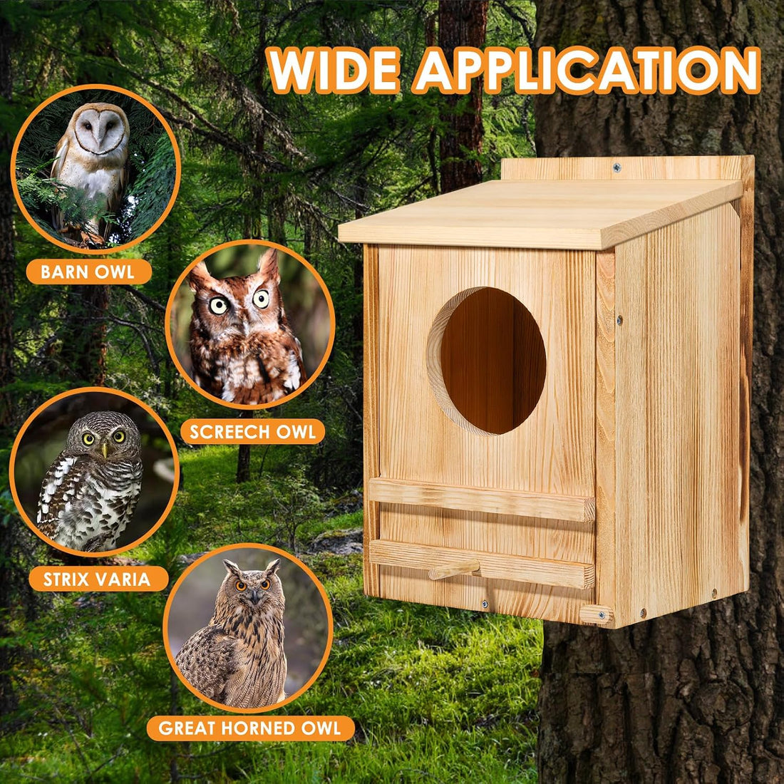 Large Great Horned Owl House,23''x 14''x 10''Barn Owl Box for Outside