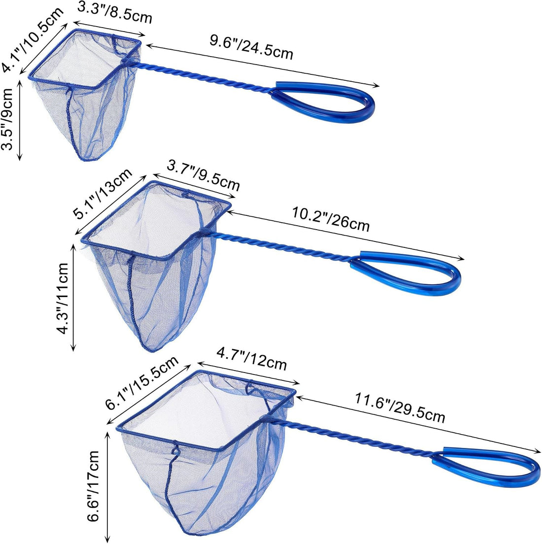 3 Aquarium Fish Net Fine Mesh Quick Catch Skimmer 4/5/6 Inch