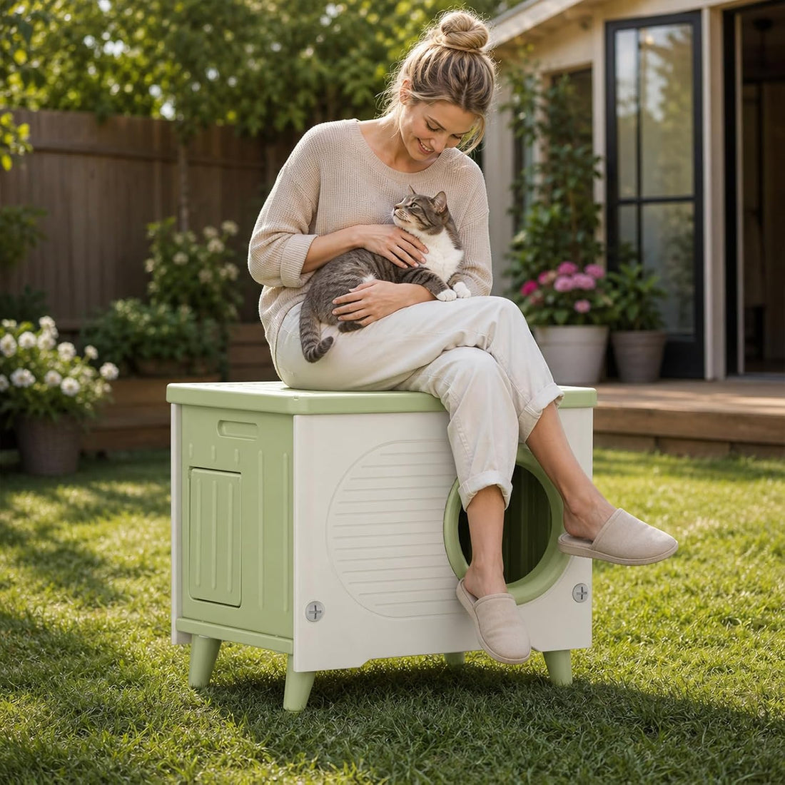 Outdoor Cat House, Extra Large Insulated Feral Cat Shelter
