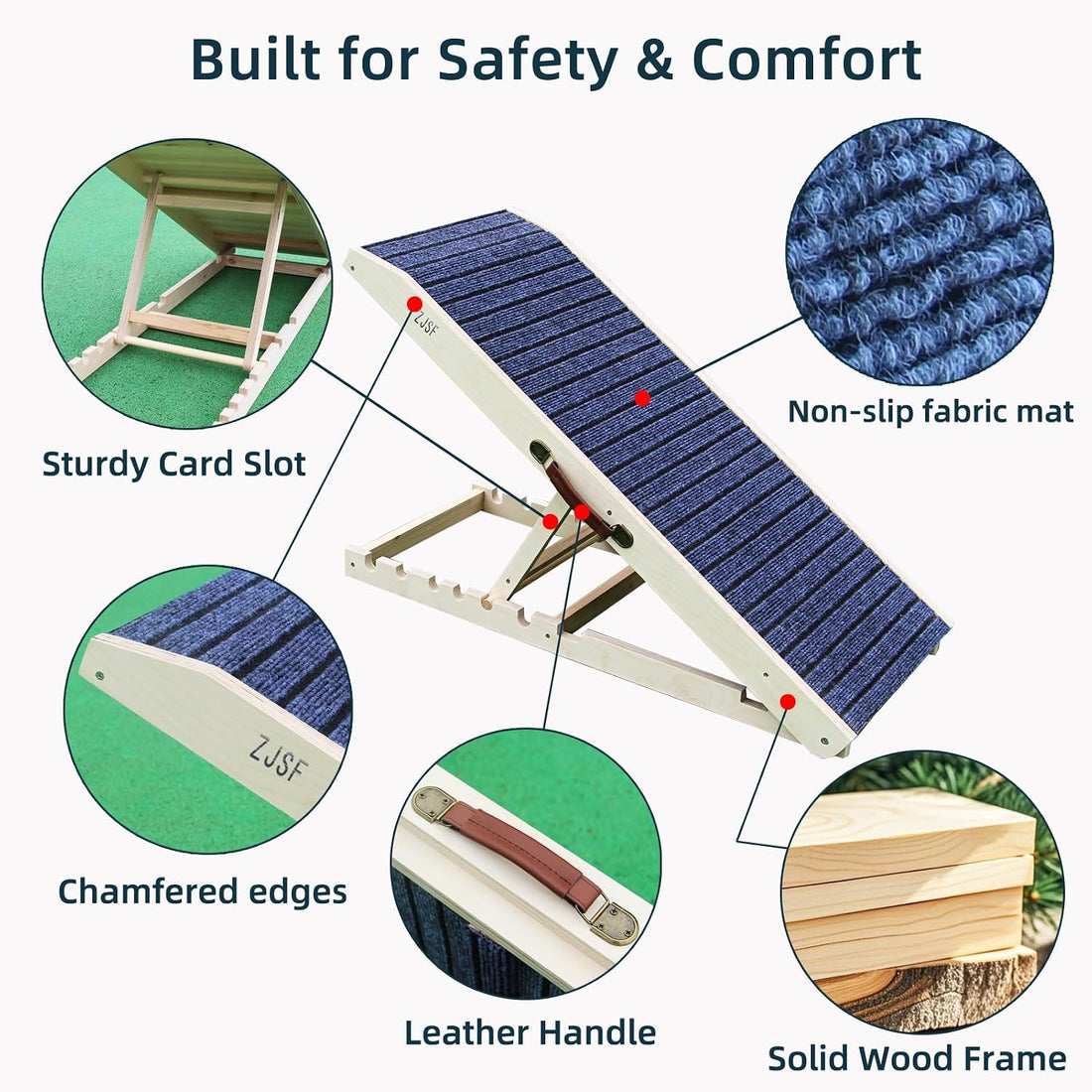 ZJSF Wooden Dog Ramp for High Bed & Couch