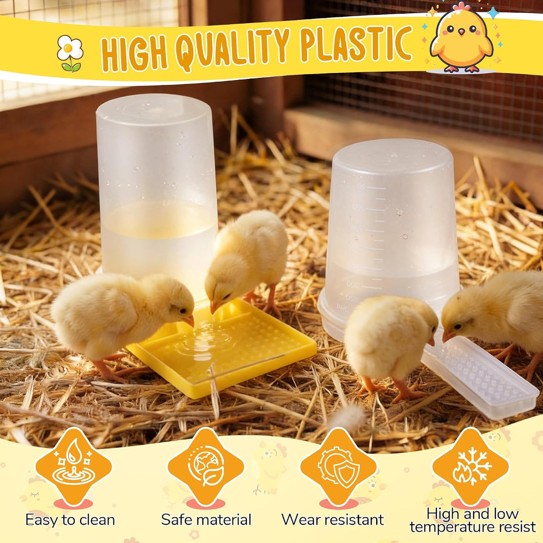 2 Pack Quail Water Feeder, Anti Drowning Design, 400ml