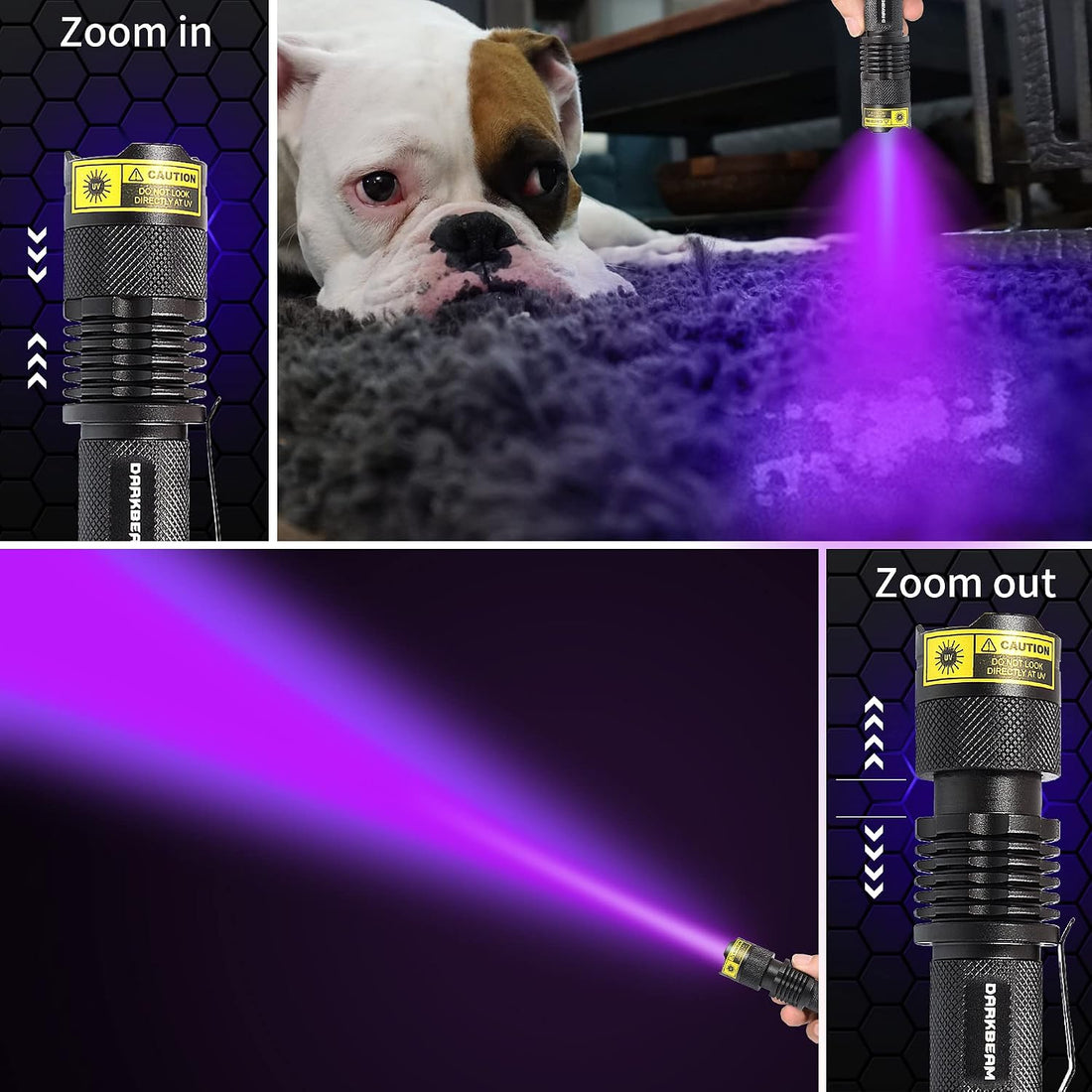 DARKBEAM UV 395nm Flashlight Blacklight Wood's lamp Black Light Mini