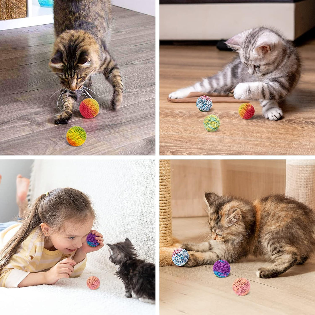 Retro Shaw 6 Pack Cat Toys Balls with Bell Inside