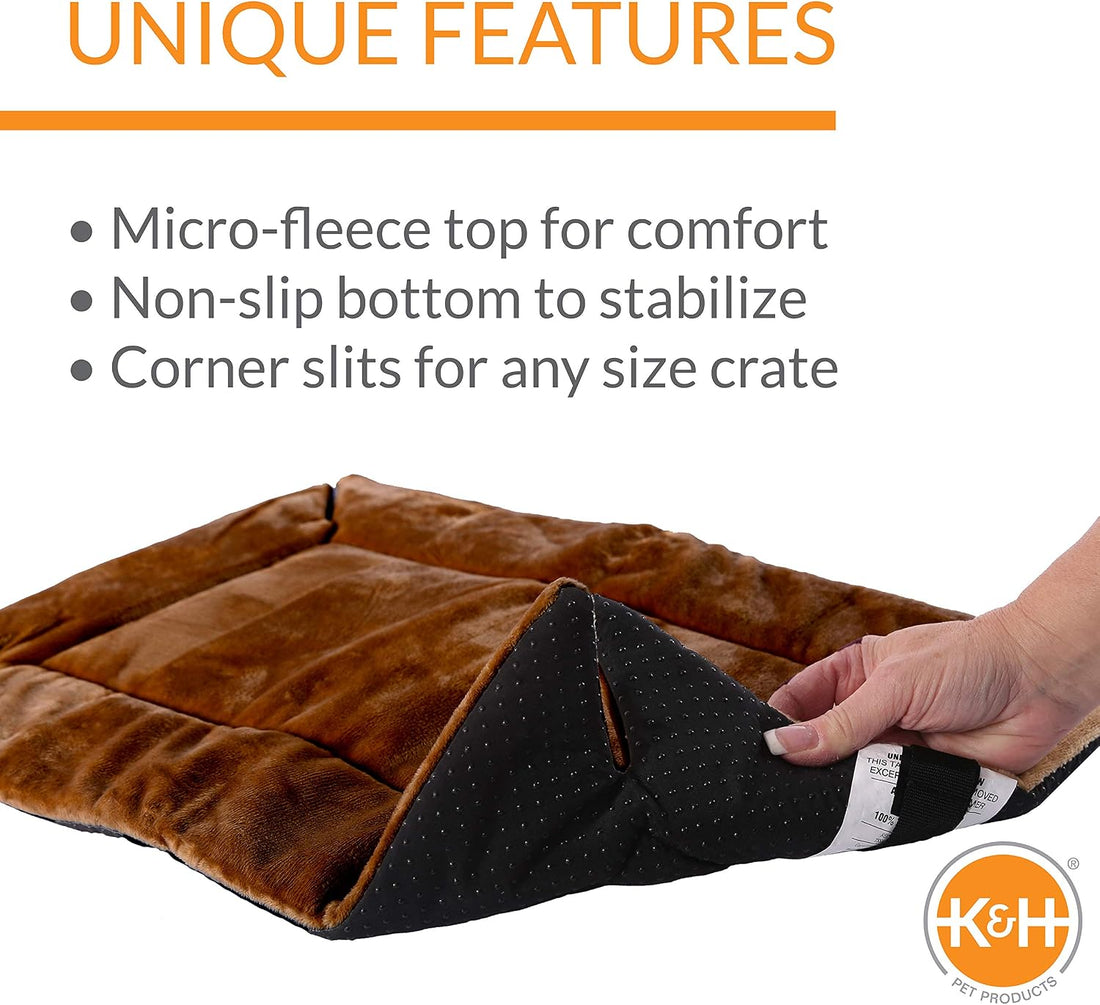 K&H PET PRODUCTS Self-Warming Crate Pad Mocha X-Small 14 x 22 Inches