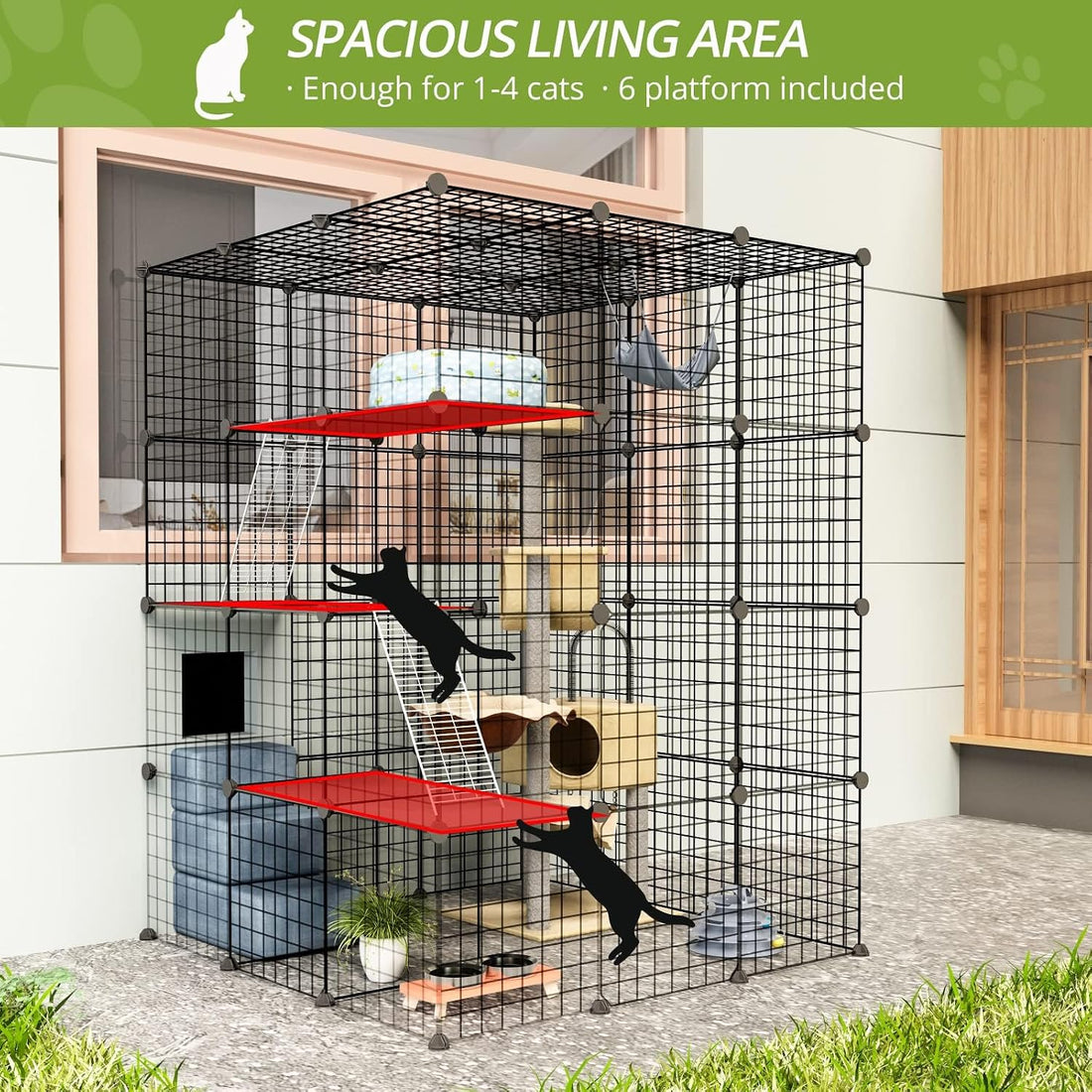 Oneluck 55 Inch Catio Outdoor Cat Enclosure with Super Large Enter