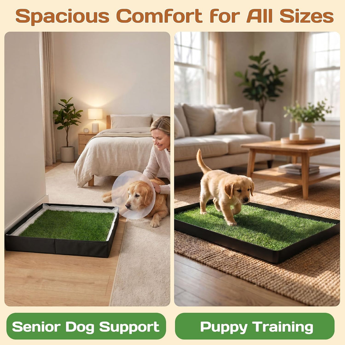 Dog Grass Pad with Tray 32"x22" Dog Potty Grass with 8pc Pee Pads