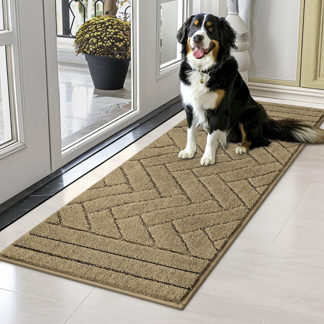 Tindbea Dog Door Mat for Mud Paws, Dirt Trapper Mud Mat, 24"x59"