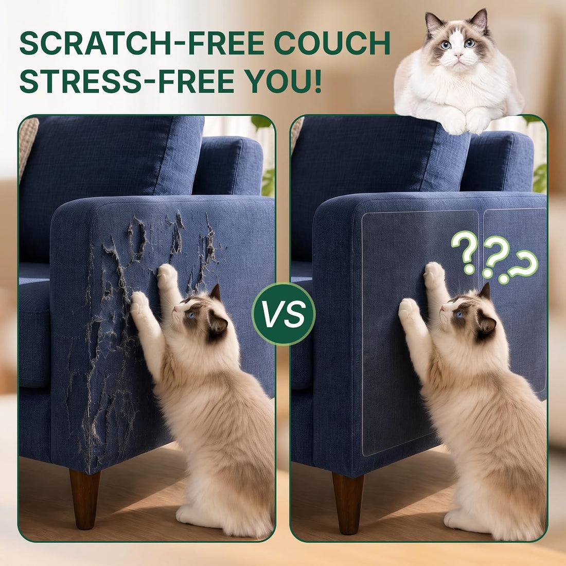 Cat Scratch Furniture Protector No Pins Self Adhesive