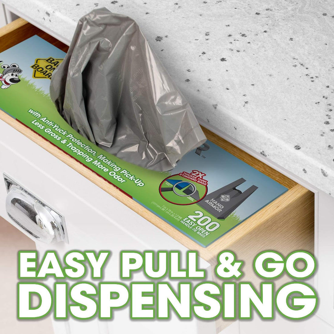 Bags on Board Dog Poop Bags - Extra Thick Waste Pickup Bags with Easy