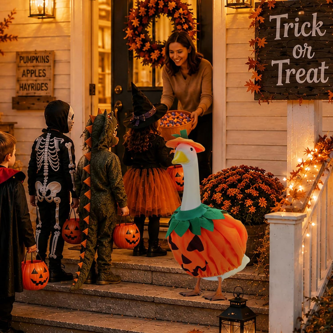 Halloween Porch Goose Outfit Pumpkin for 23 Inch Plastic & Cement