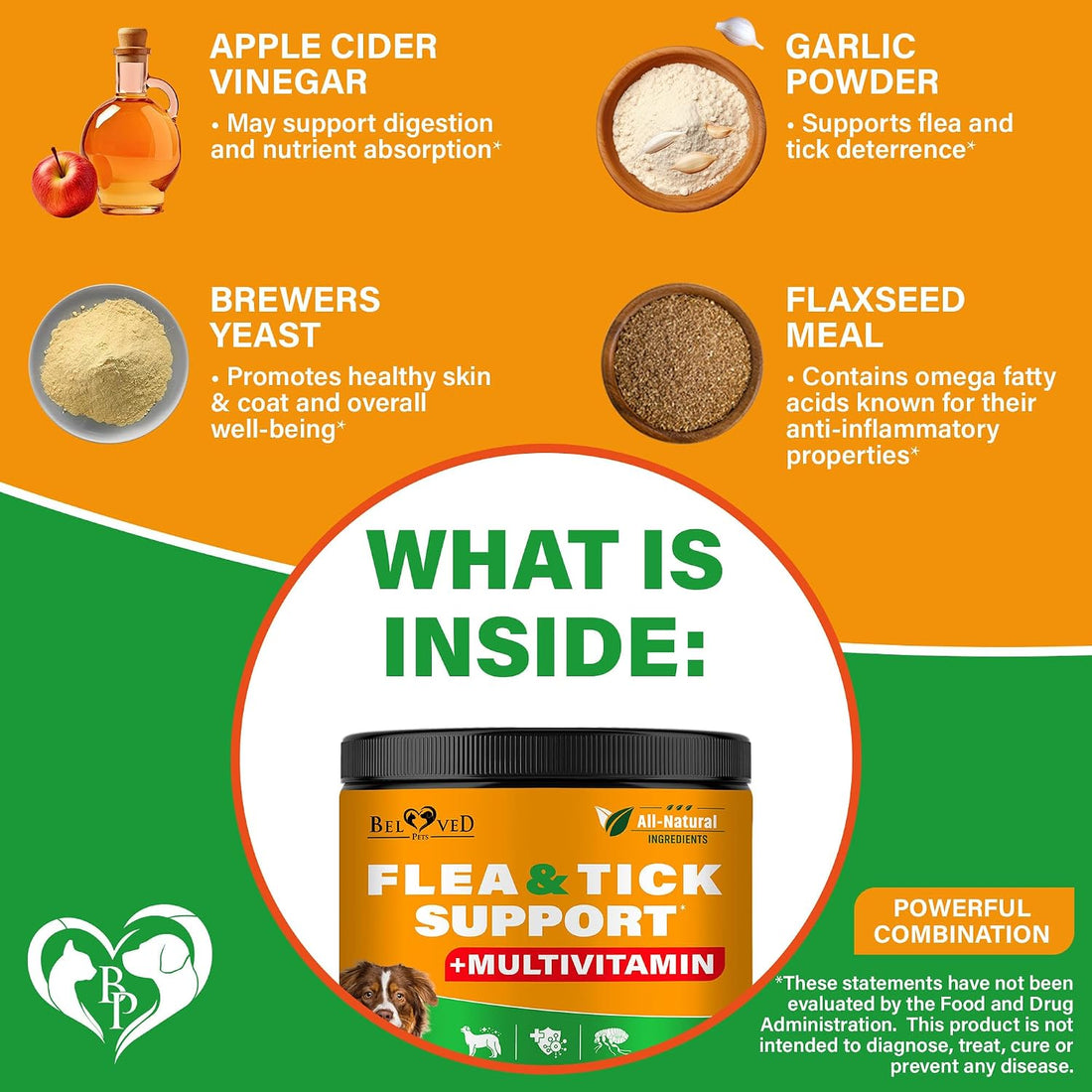 Beloved Pets Flea & Tick Support Soft Chews for Dogs + Multivitamin