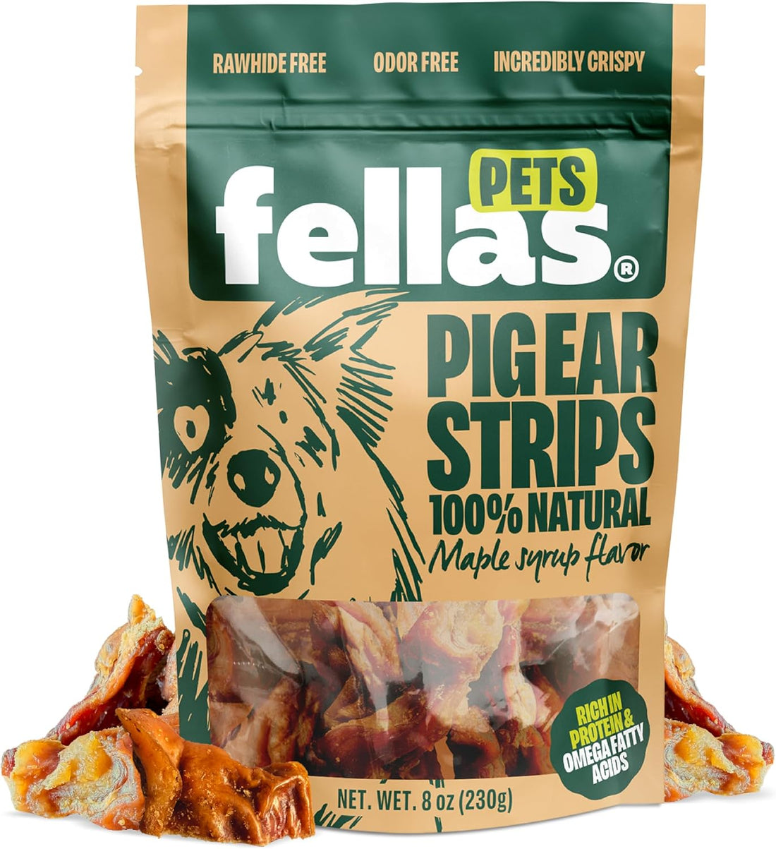 Pig Ear Strips Dog Treats, Breathtaking Maple Syrup Flavor