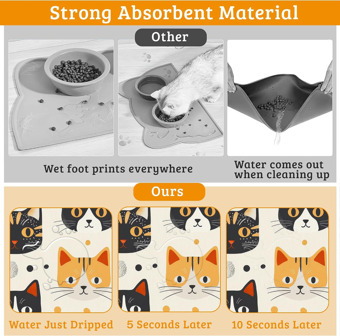 Cats Dog Cat Food Mat,Absorbent Waterproof Placemat for Food