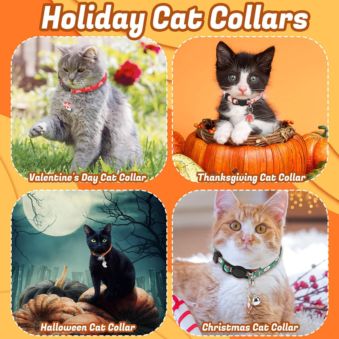 18 Pcs Holiday Cat Collars 4th of July Cat Collars Breakaway