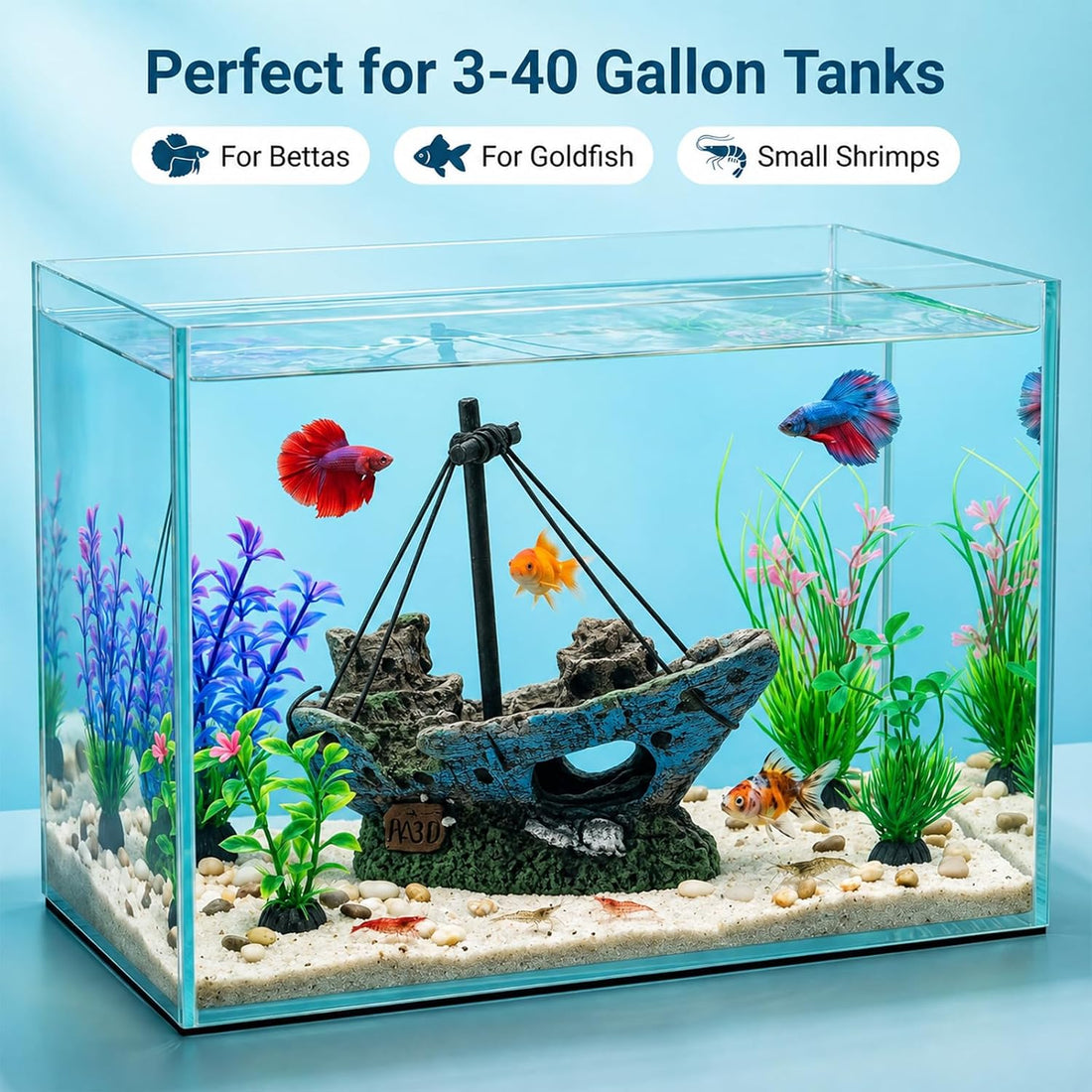 7 Pcs Shipwreck Aquarium Decorations Aquarium Plants for Fish Tank