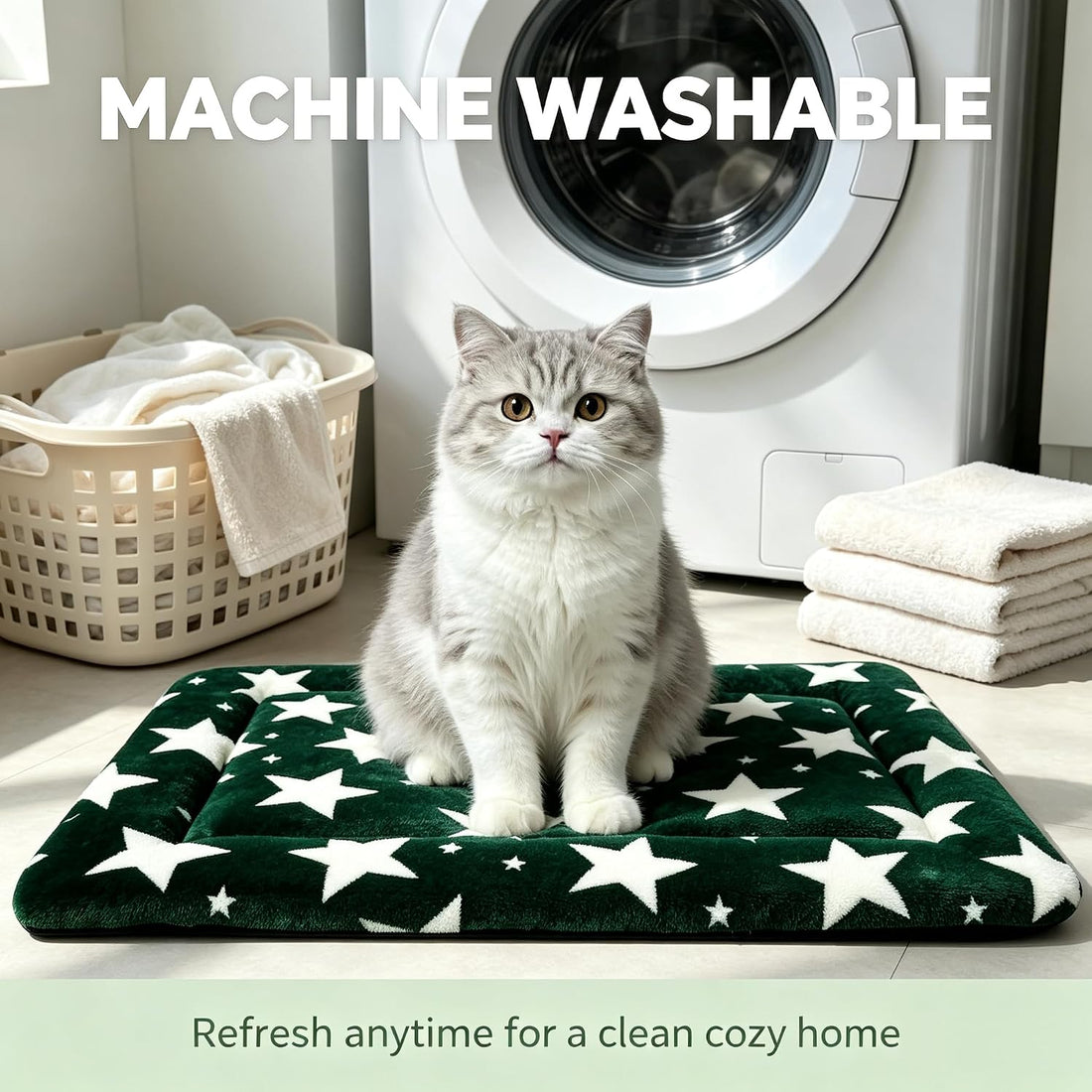 Dog Bed Mat,Reversible & Ultra Soft Kennel Pad-Machine Washable Pet