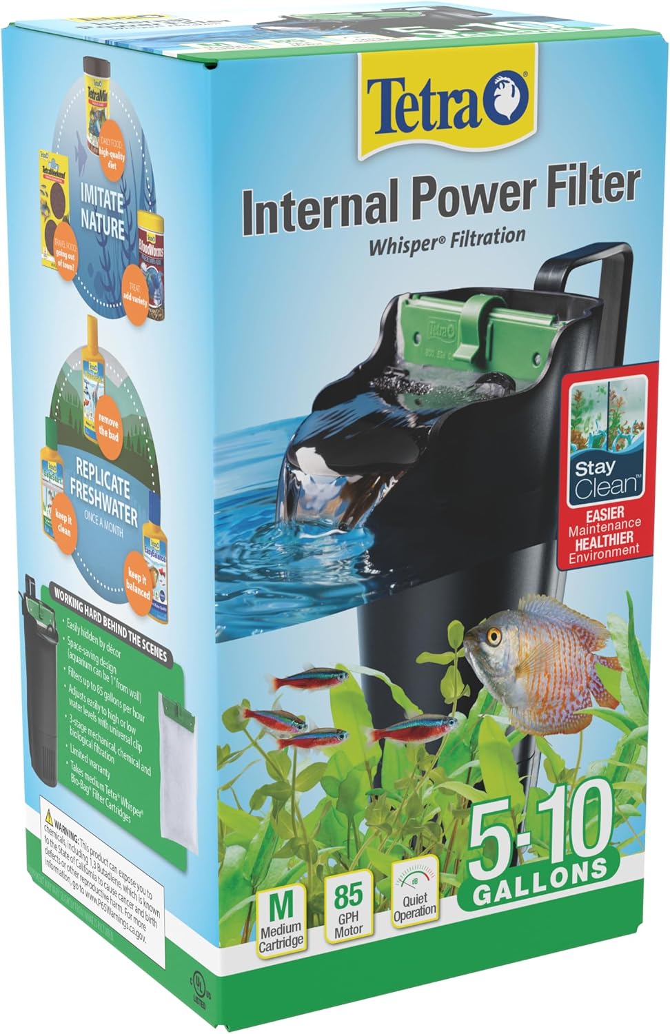 Tetra Whisper 85 GPH Internal Power Filter For Aquariums