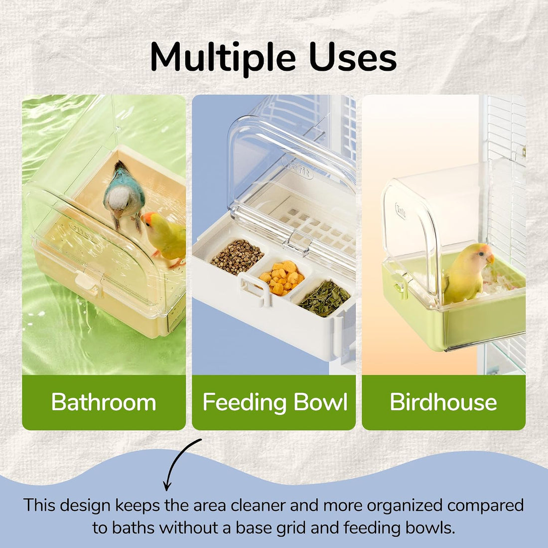 Hanging 3‑in‑1 Multifunction Bird Bath Bowl House for Parrots