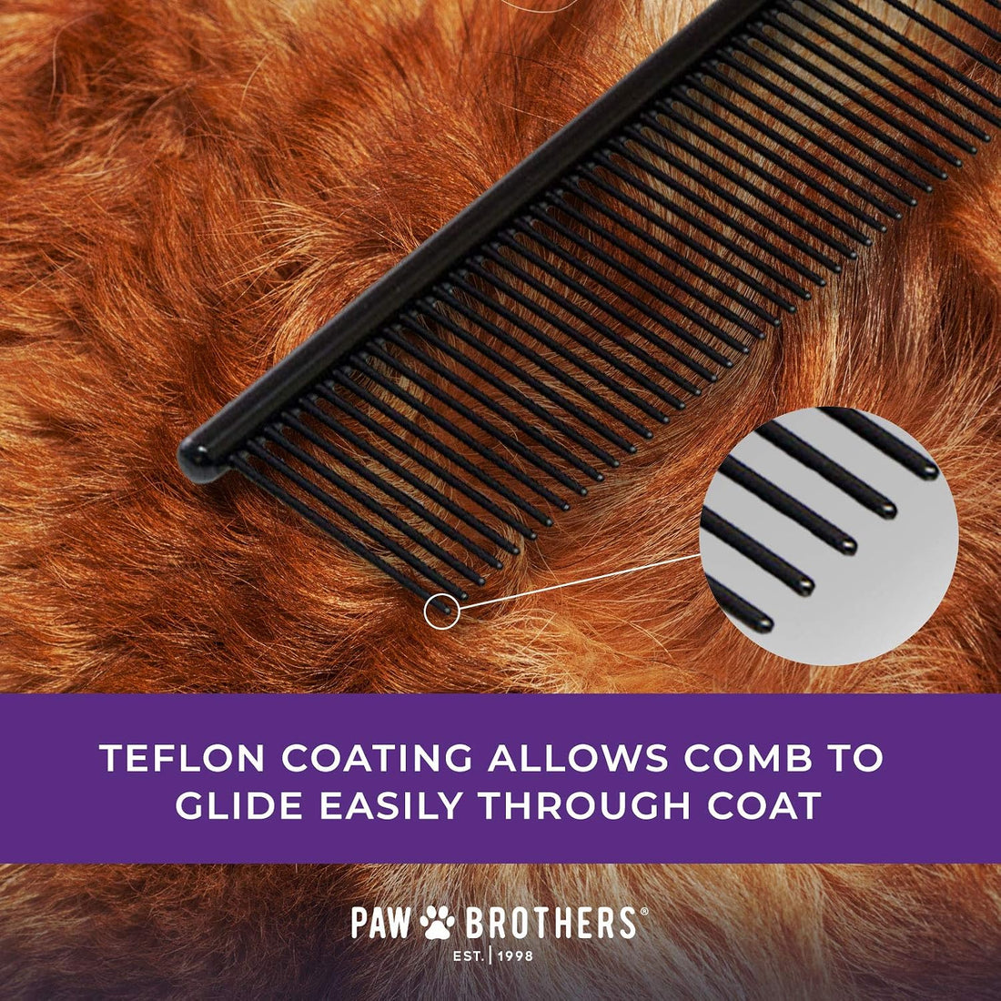 Ryan's Pet Supplies Paw Brothers Greyhound Style Teflon Comb for Dogs