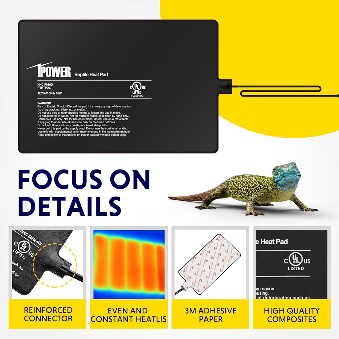 iPower Reptile Heat Pad 8 by12 Inch Under Tank Terrarium Warmer 16W