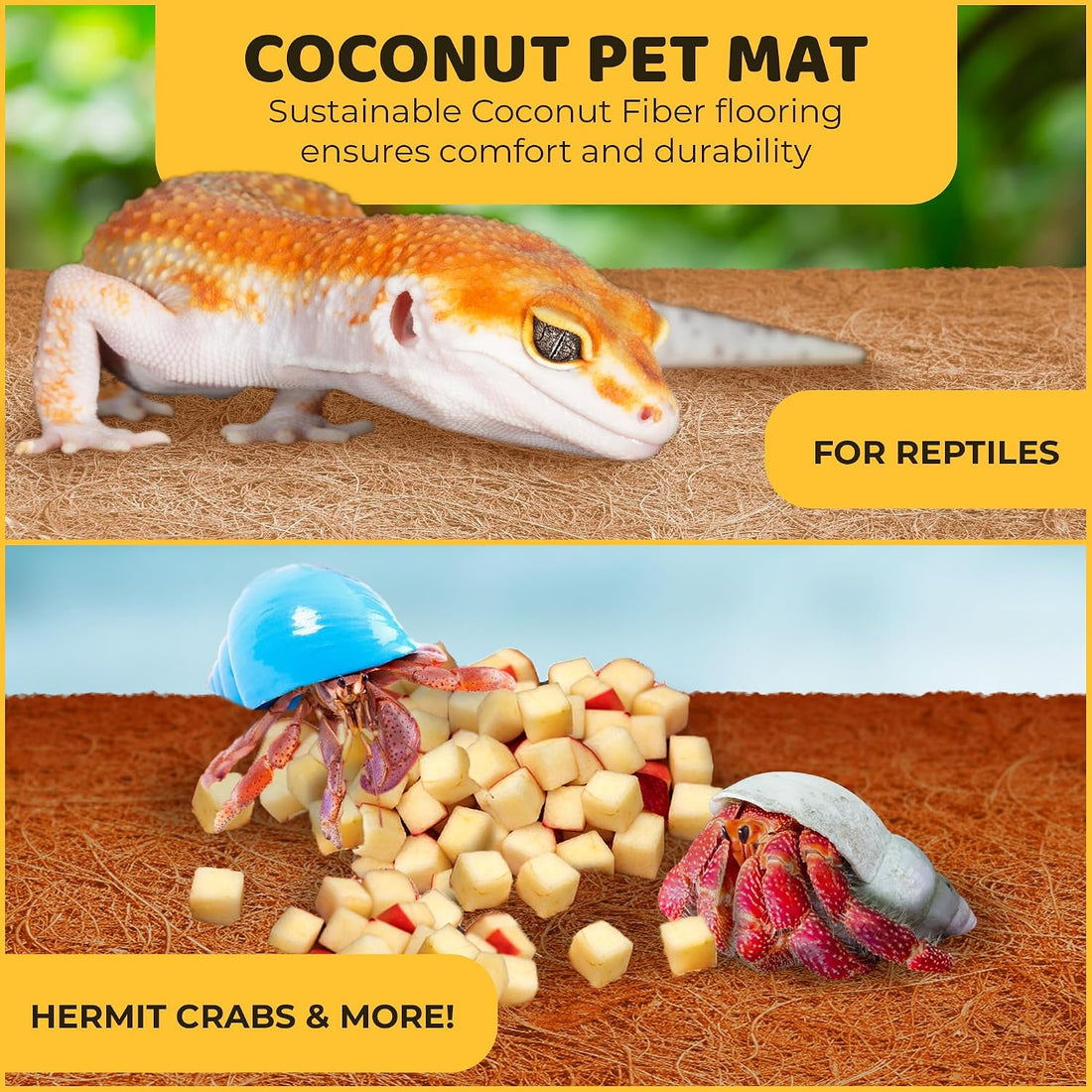 SunGrow Coco Fiber Hermit Crab & Reptile Carpet, Gecko Terrarium Liner