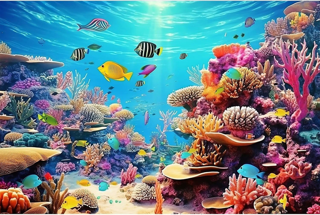 Underwater Aquarium Background Coral Reef Tropical Fish Terrarium