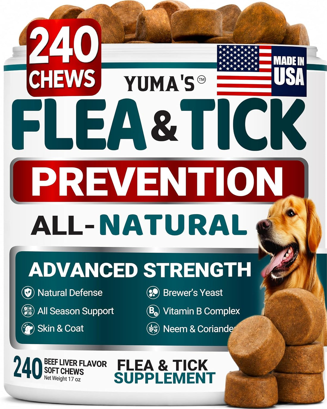 Chewable Flea and Tick Prevention for Dogs - 240 Chews