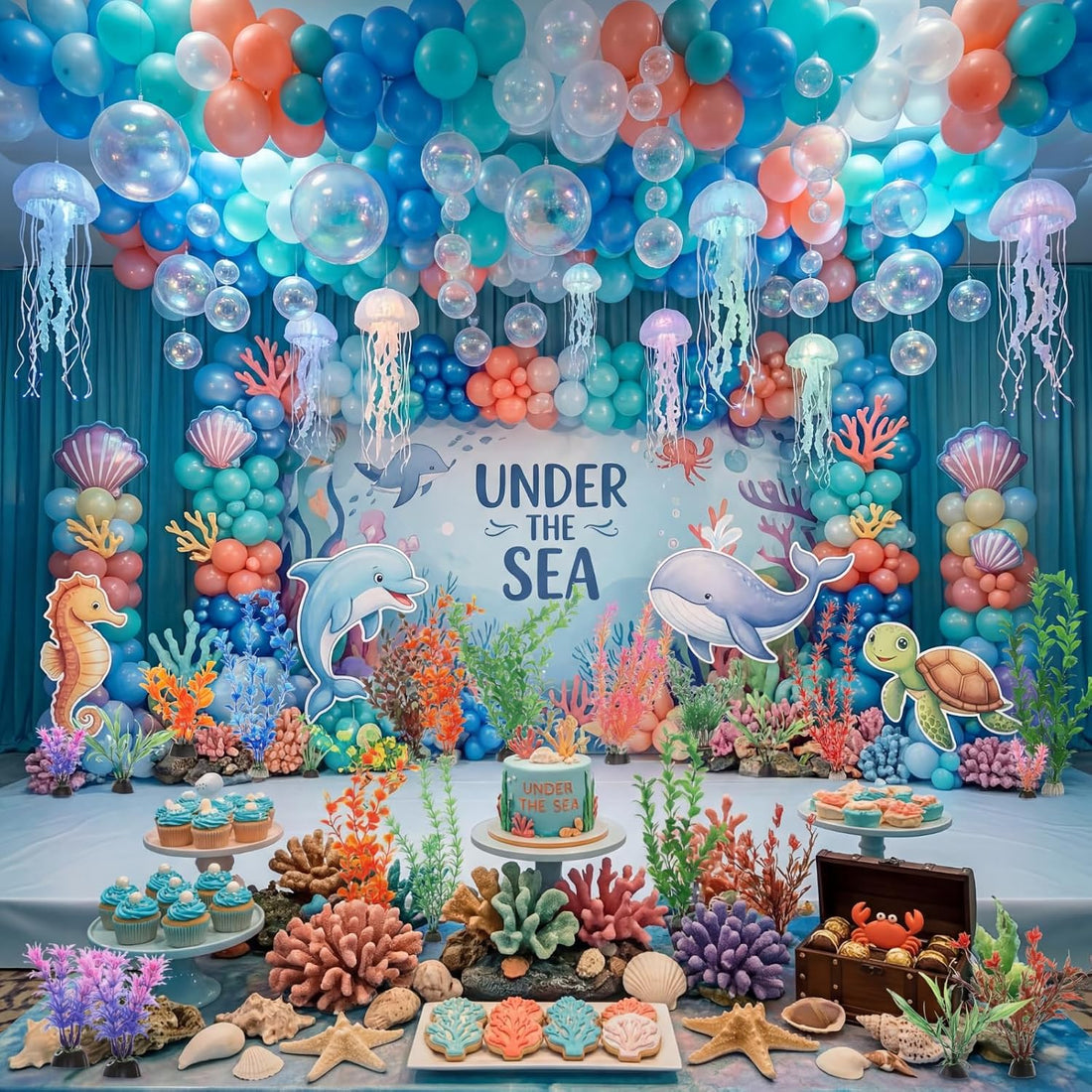 Outus 18 Pcs Artificial Seaweed Plants Ocean Theme Party Table