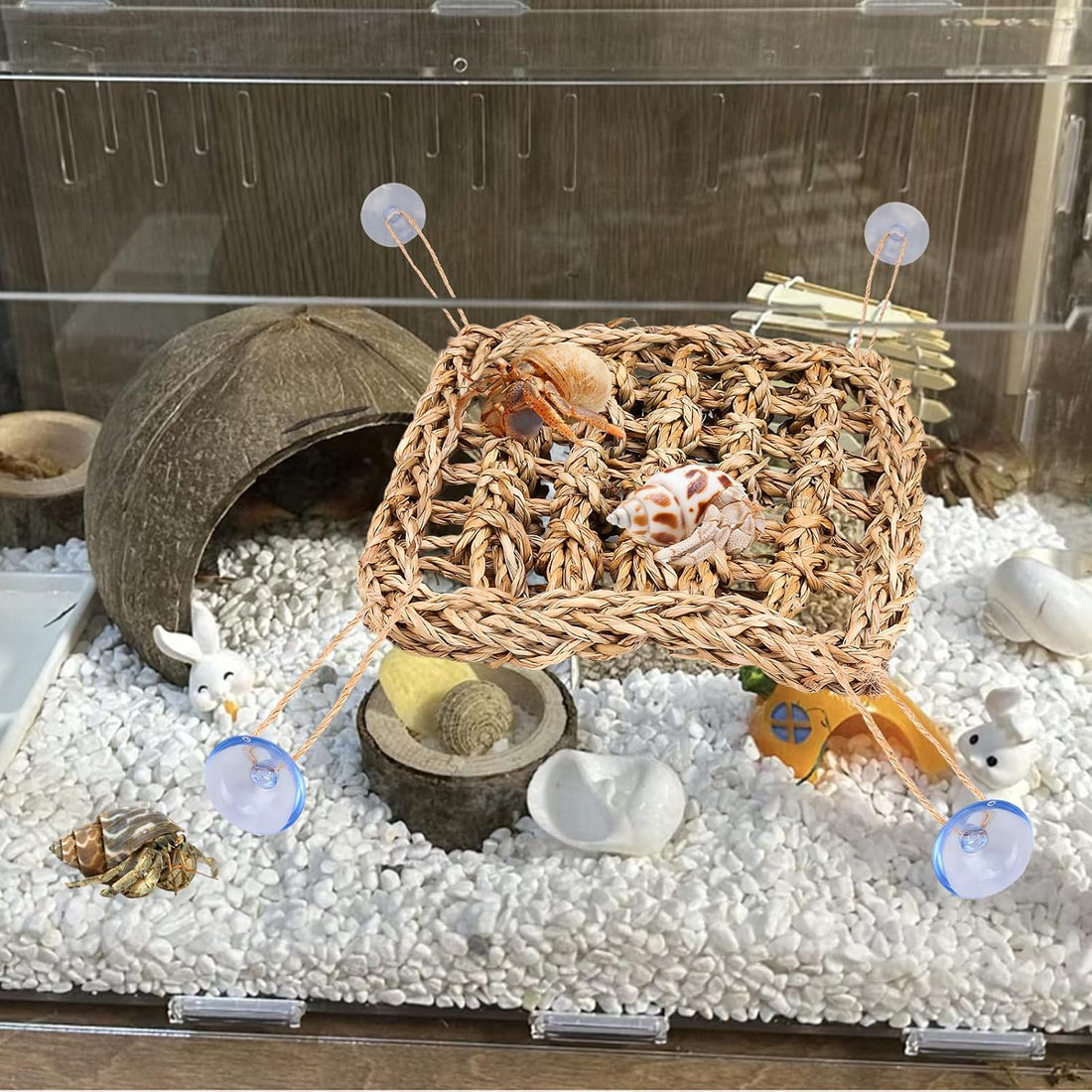 Hermit Crab Climbing Toys,Lizard Seagrass Mat,Hermit Crab Hammock