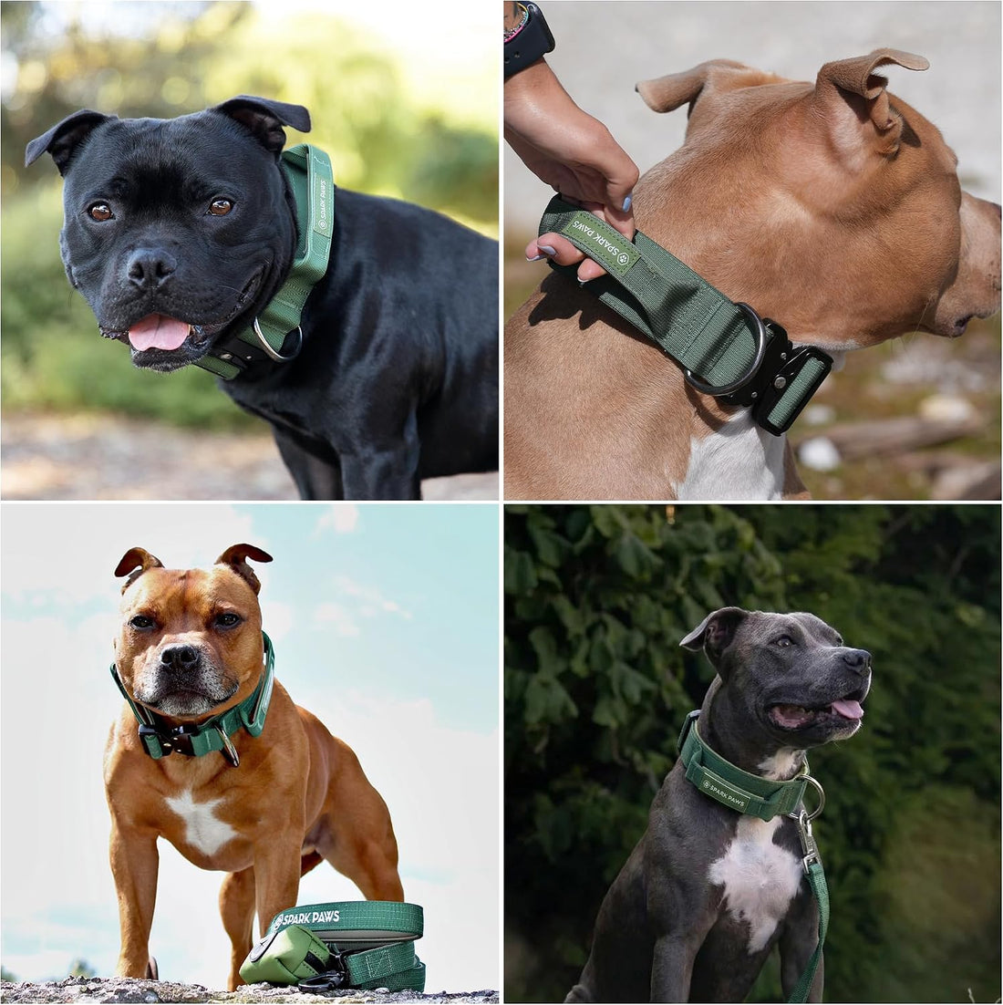 Spark Paws Tactical Large Dog Collar w/Handle - Thick & Wide