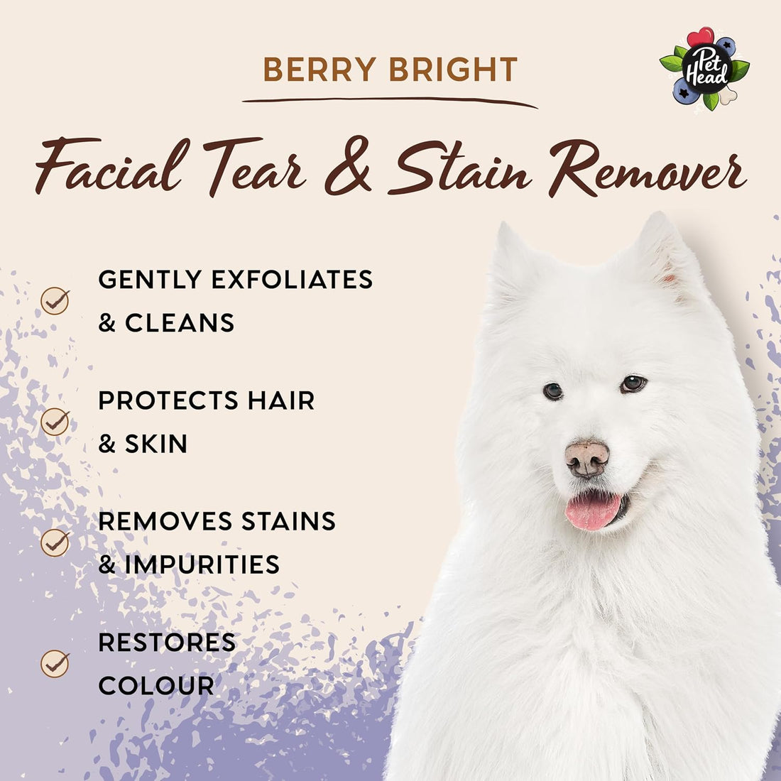 Pet Head Berry Bright Facial & Tear Stain Remover for Dogs