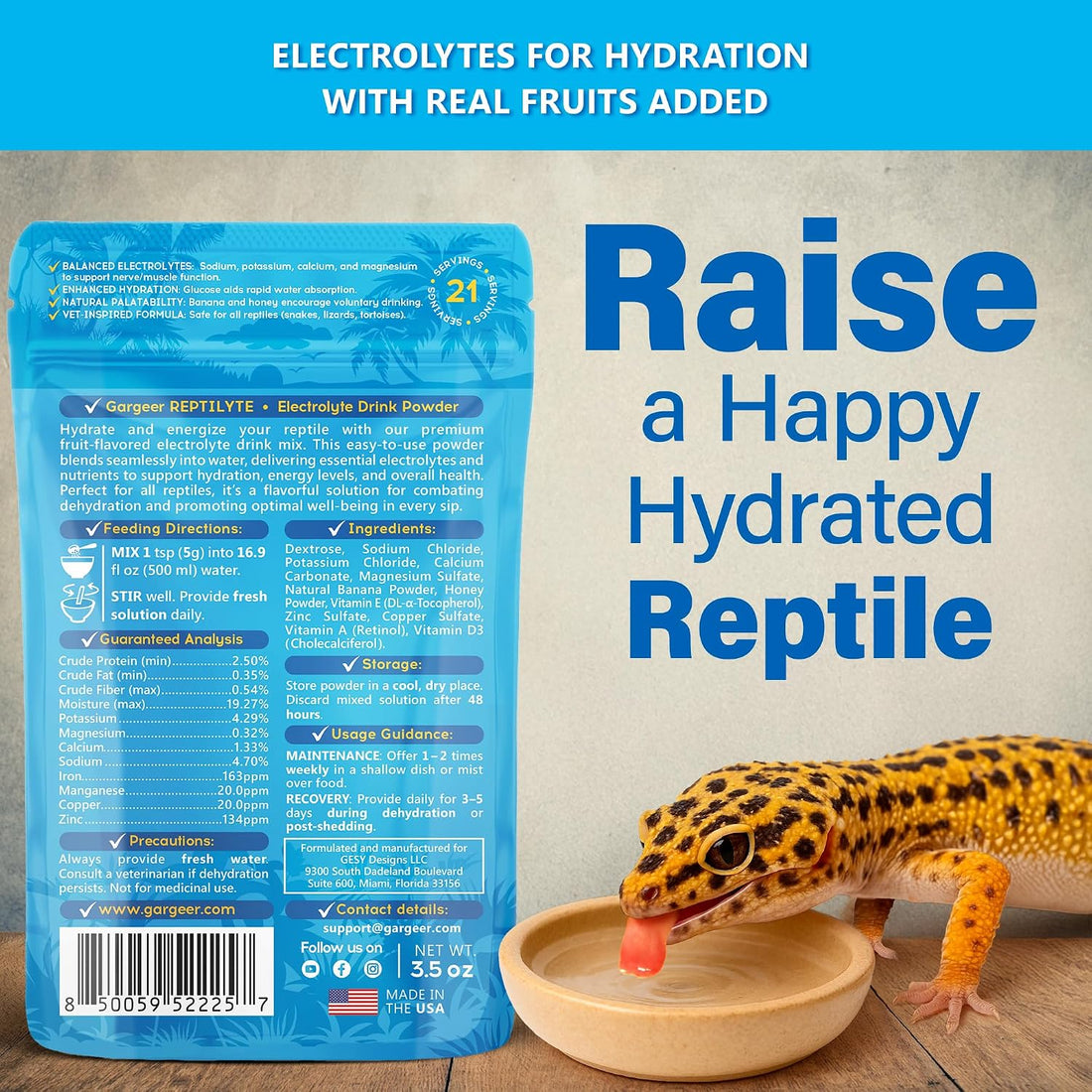 Gargeer Premium ReptiSoak Electrolytes SOAK for Reptiles