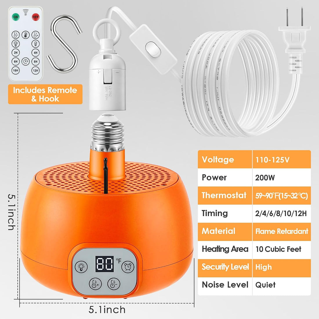 Enhon 2 Pack Chicken Coop Heater with Remote