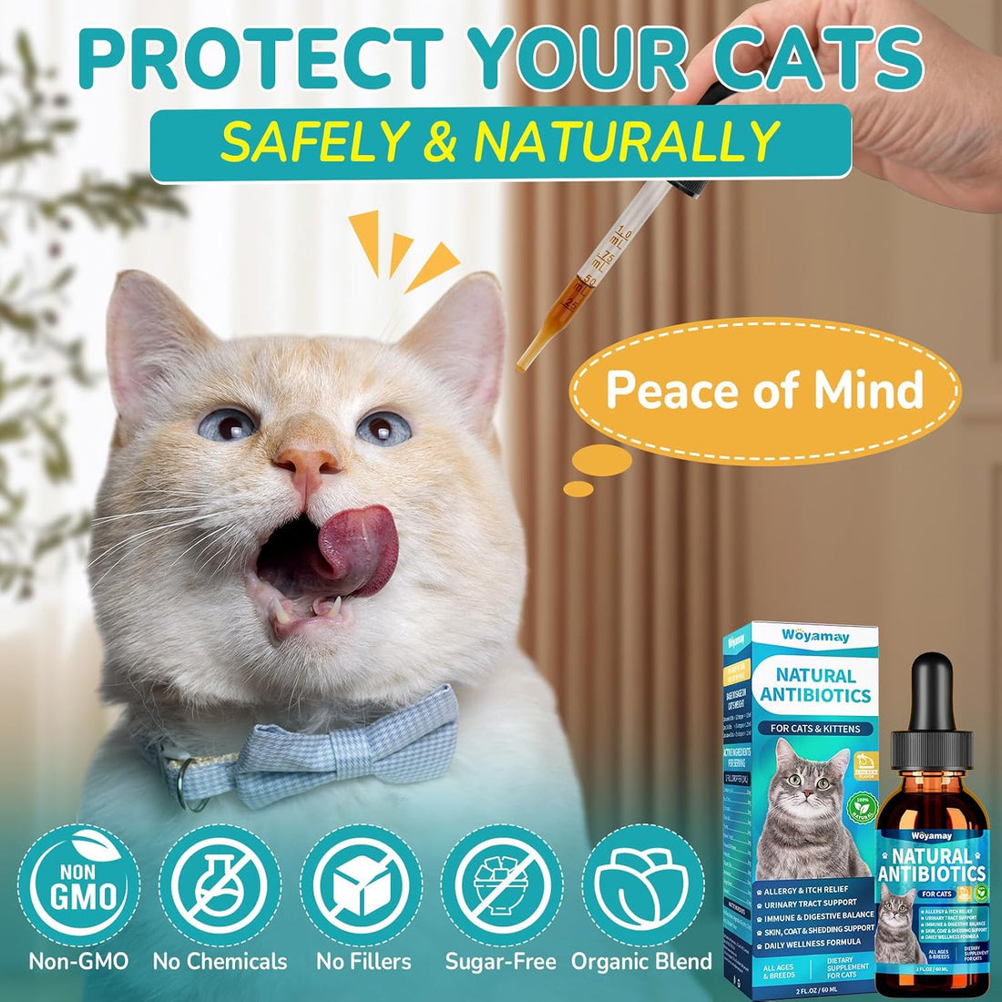 Woyamay Antibiotics for Cats, Natural Antibiotic for Allergy Relief