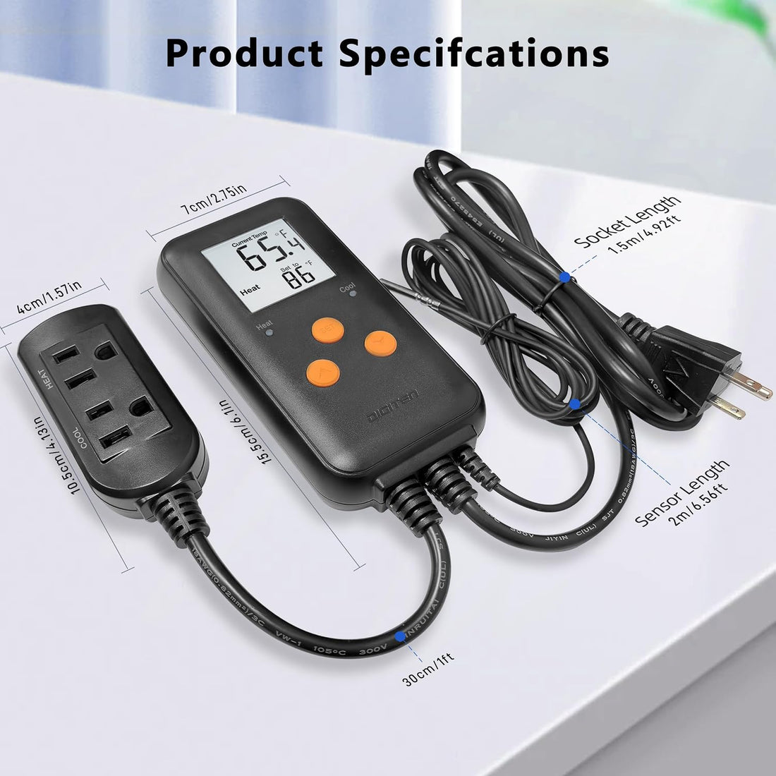 DTC-1021 Dual Heat Cool Temperature Controller, 10A Thermostat