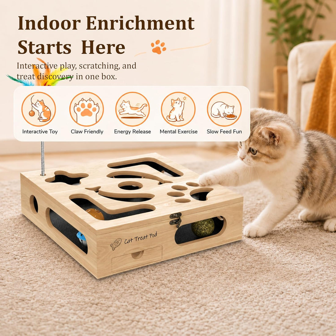 Cat Nail Scratch Puzzle Enrichment Box