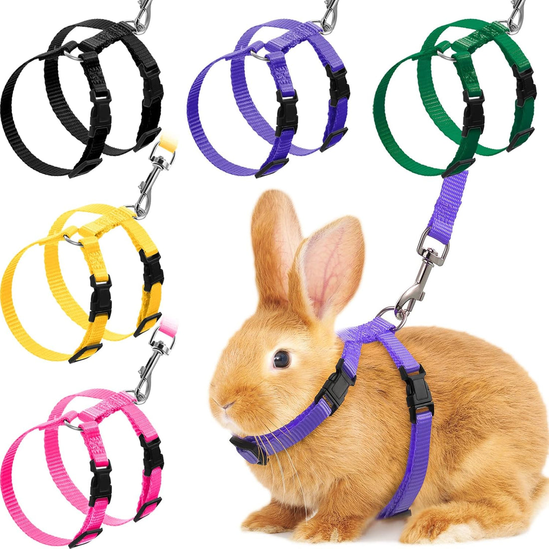 Outus 5 Pieces Adjustable Rabbit Harness and Leash Set