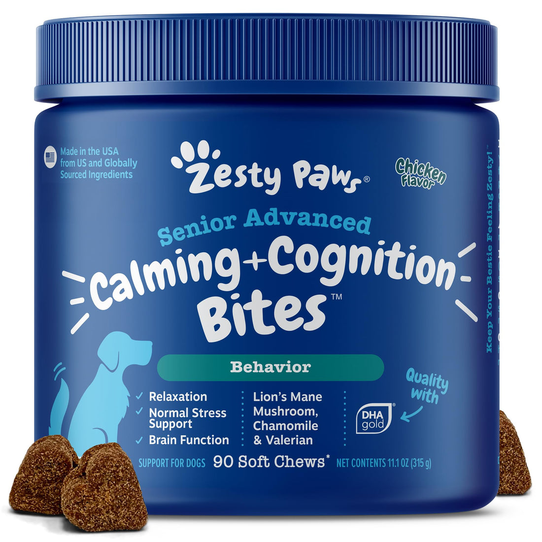 Zesty Paws Senior Advanced Calming & Cognition Soft Chews for Dogs