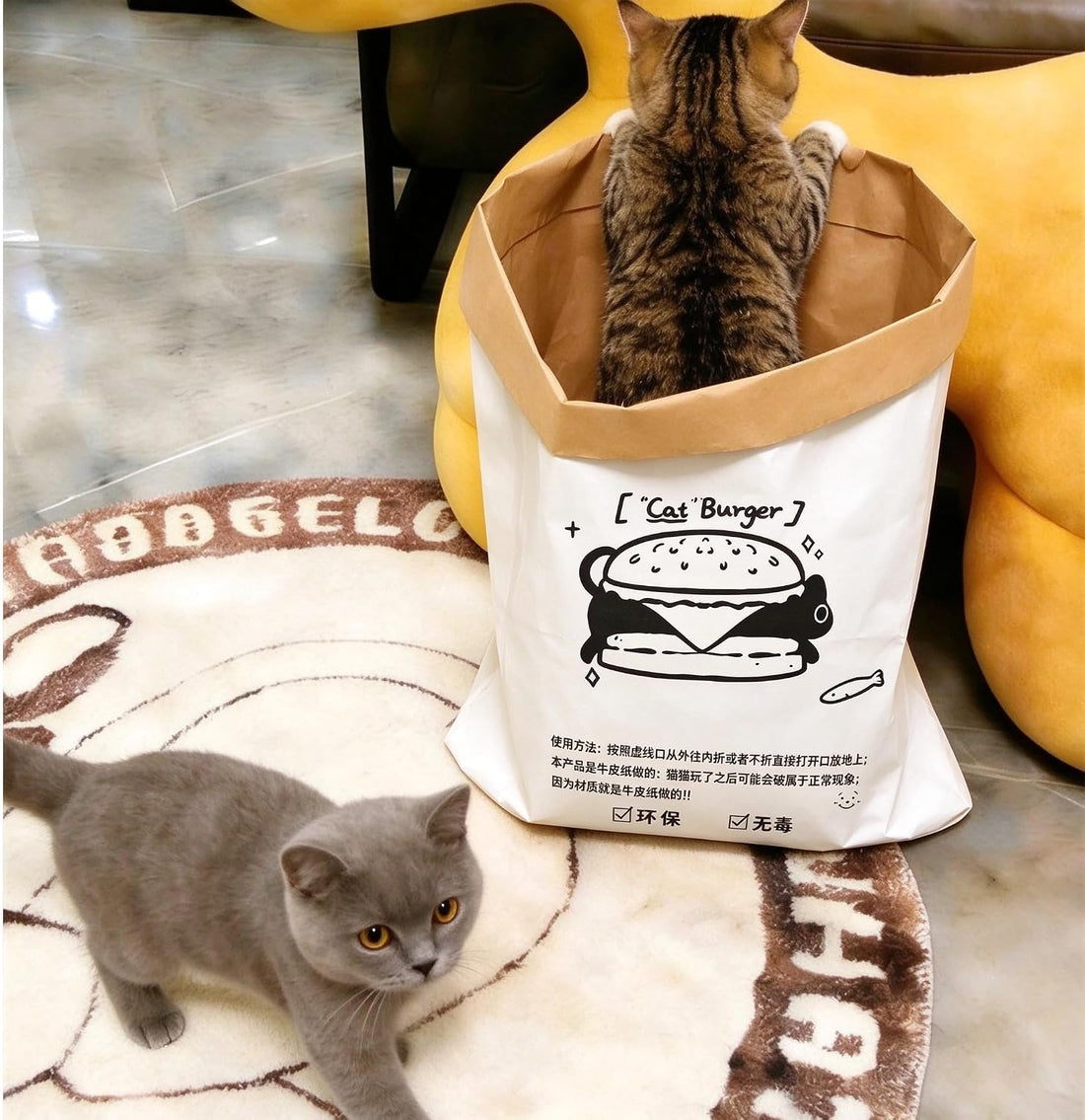 Durable Kraft Paper Cat Tunnel Bag for Indoor Cats & Small Pets