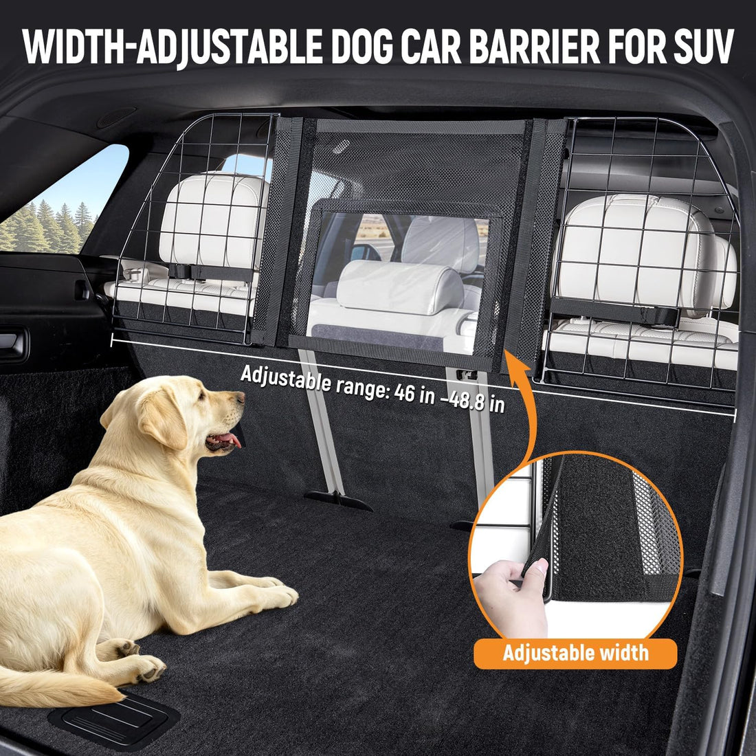YJGF Dog Car Barrier for SUV,Width-Adjustable Dog Car Divider Net